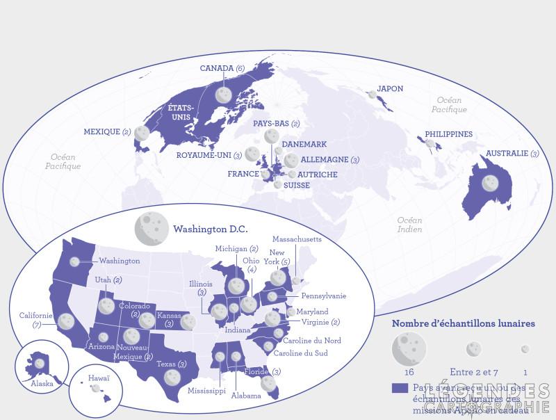 Les échantillons lunaires dans le monde