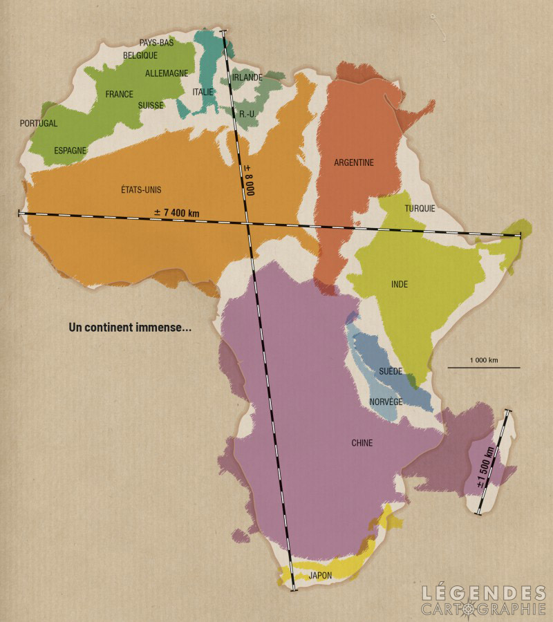 La taille de l'Afrique